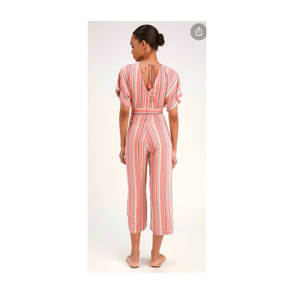 Pink and yellow striped romper